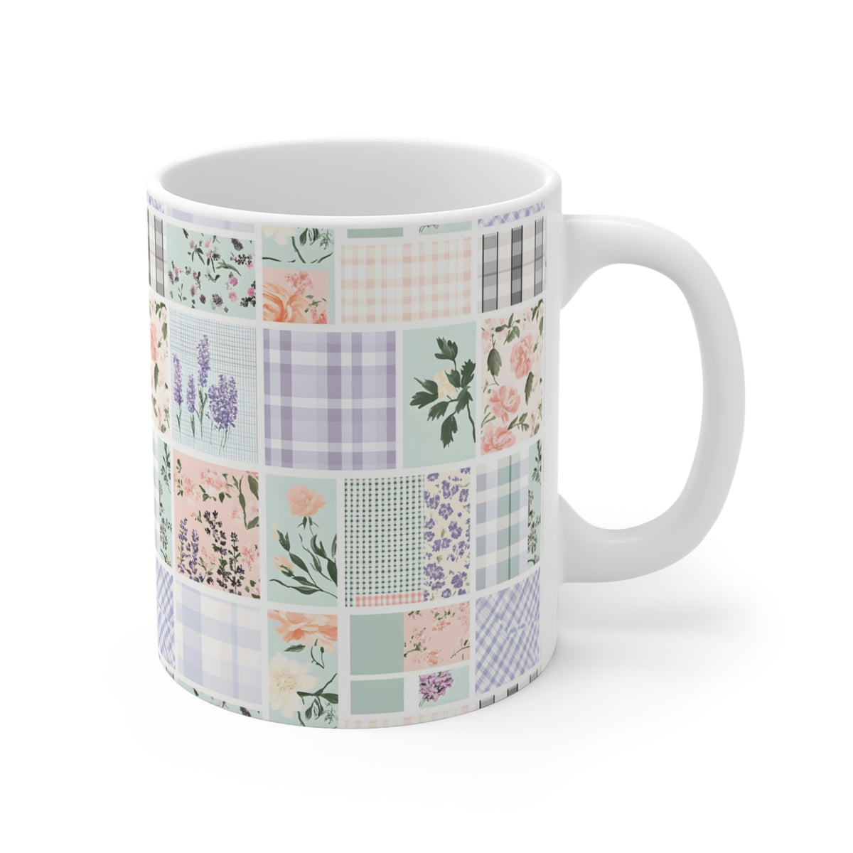 Farmhouse Patchwork Pastel Pattern Coffee Cup  (13)