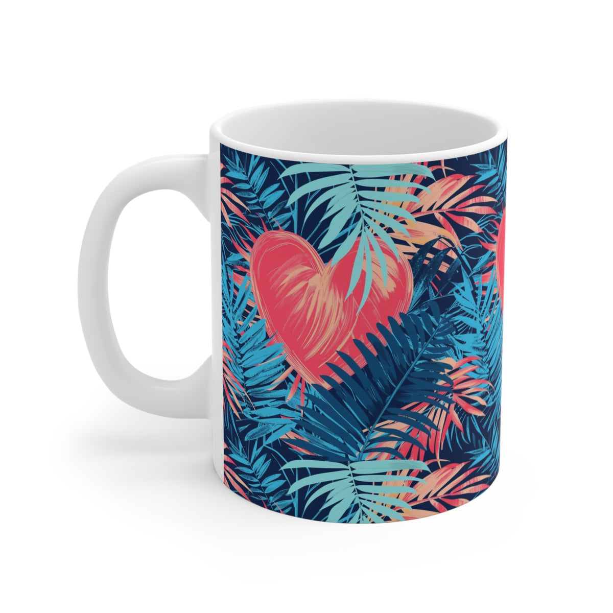 Colorful Heart Design Coffee Mug - Endless Love Pattern Ceramic Cup 832