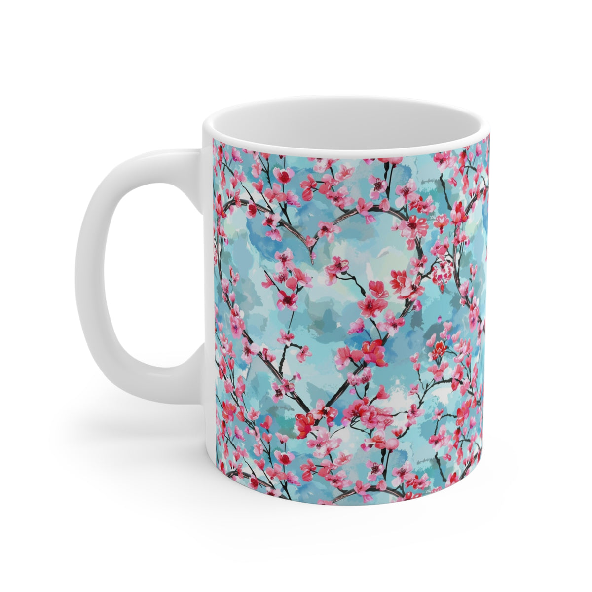 Colorful Heart Design Coffee Mug - Endless Love Pattern Ceramic Cup 949