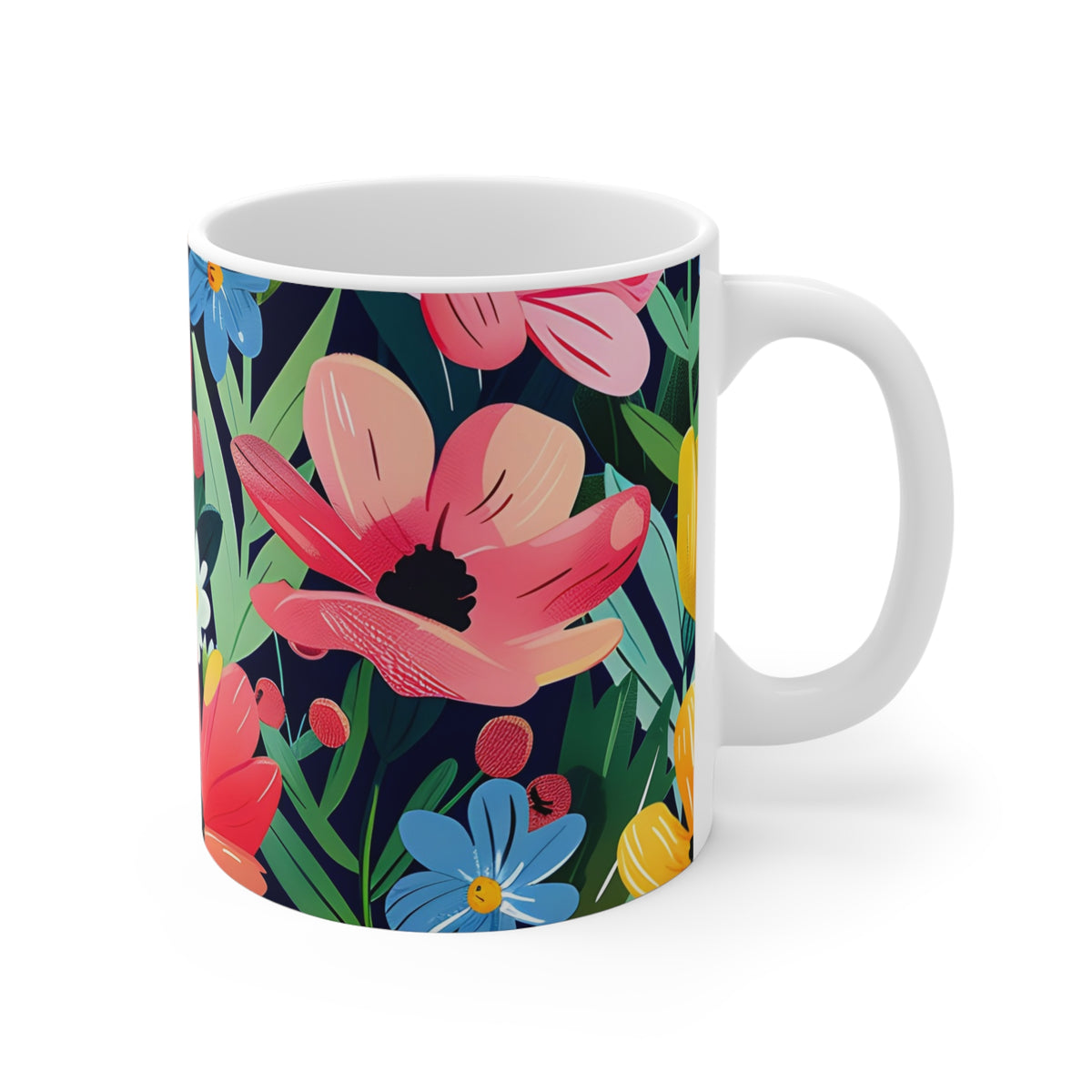 Colorful Spring Flower Pattern Ceramic Coffee Mug  (5)