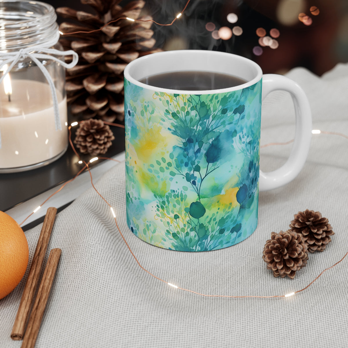 Various Watercolor Design All Over Coffee Mug – Unique Artistic Ceramic Coffee Cup 117