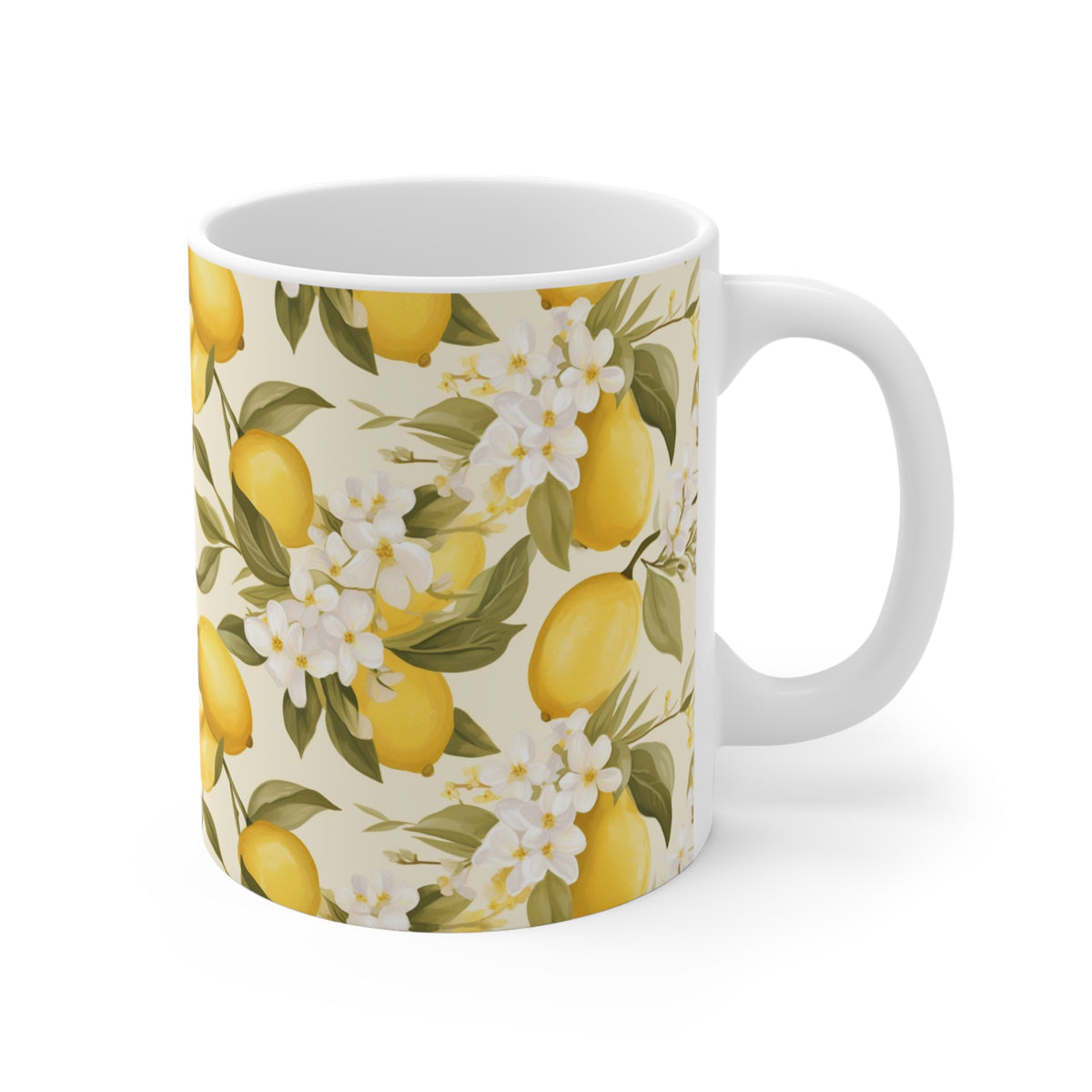 Vibrant Infinite Fruit Pattern Coffee Mug - Unique Ceramic Drinkware 837