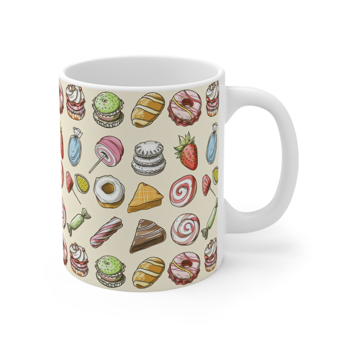 Colorful All-Over Candy Theme Coffee Mug Fun Ceramic Drinkware 302