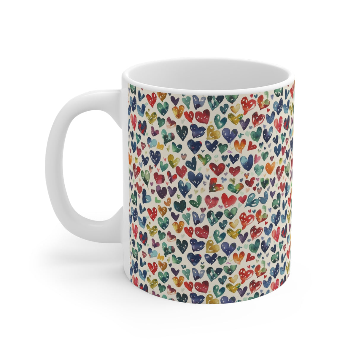 Colorful Heart Design Coffee Mug - Endless Love Pattern Ceramic Cup 850