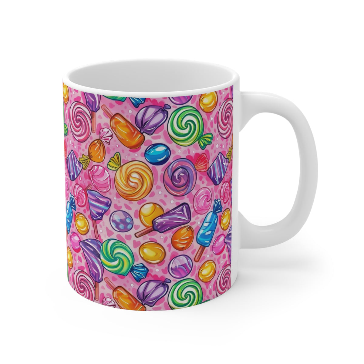 Colorful All-Over Candy Theme Coffee Mug Fun Ceramic Drinkware 294