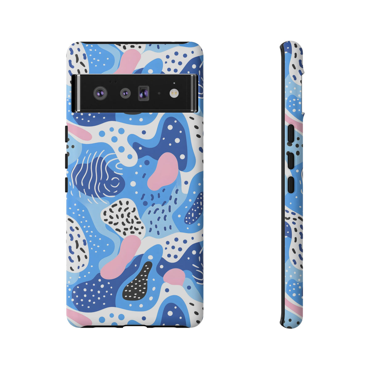 Abstract Baby Blue Memphis Design Phone Case – Sleek and Contemporary Artistry