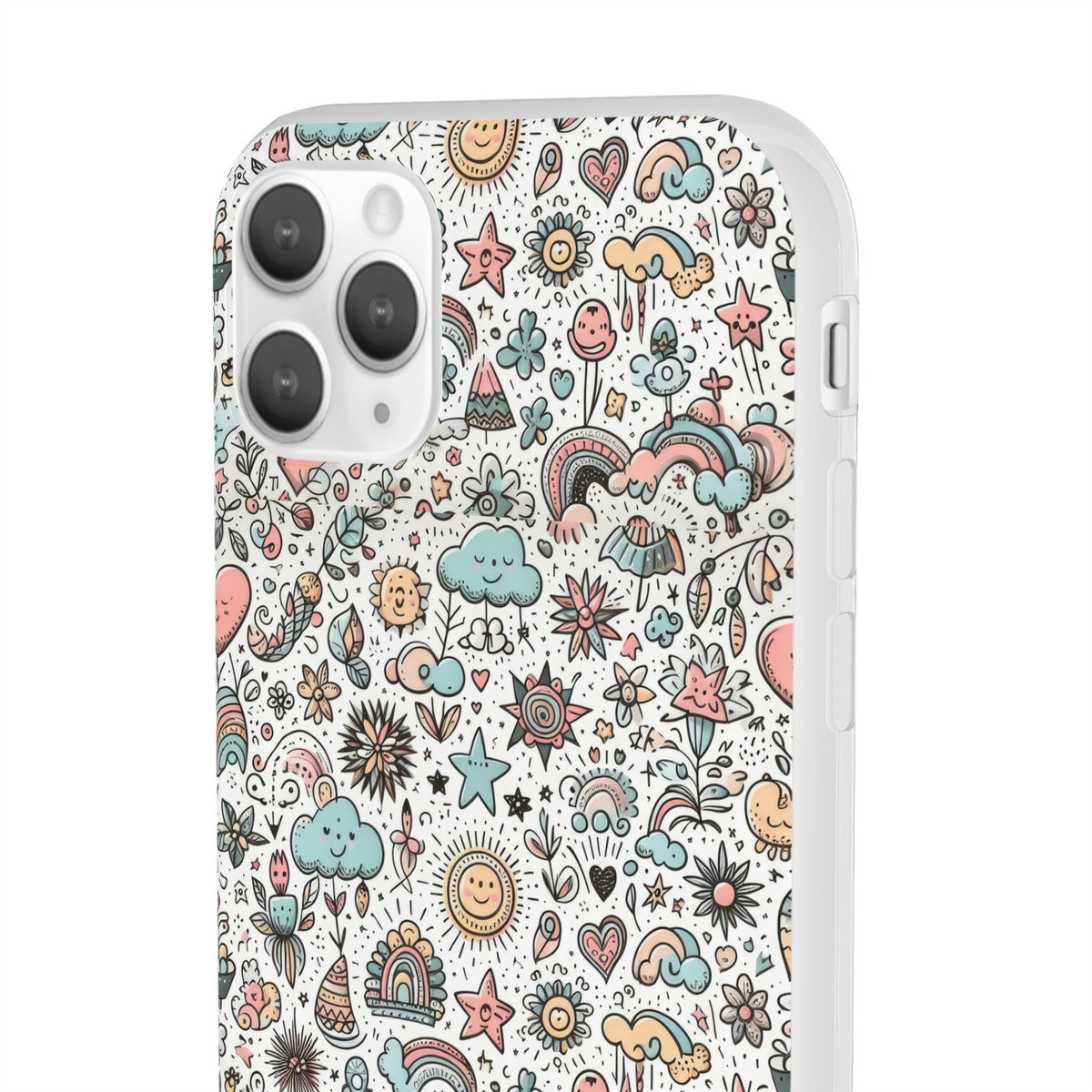 Pastel Doodle Pattern Phone Case – A Playful Touch of Elegance