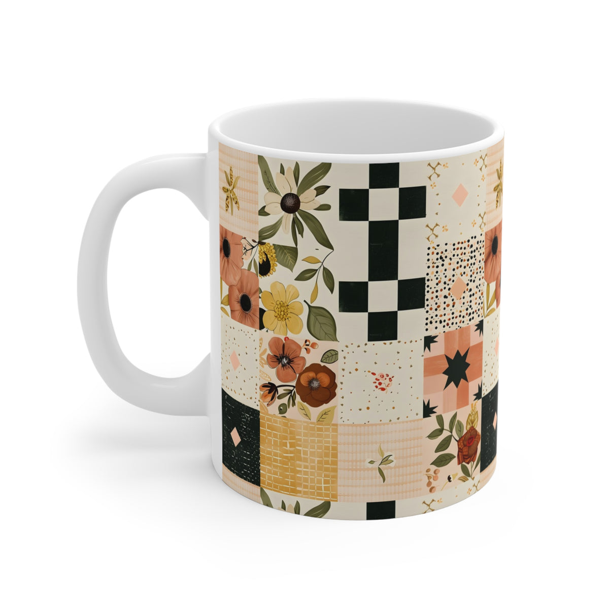 Farmhouse Patchwork Pastel Quilt Pattern Coffee Cup  (16)