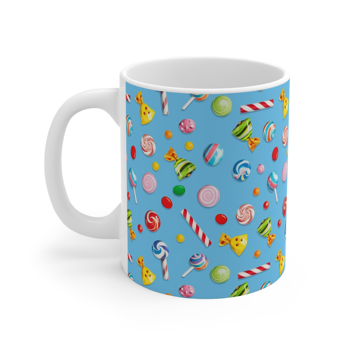 Colorful All-Over Candy Theme Coffee Mug Fun Ceramic Drinkware 090