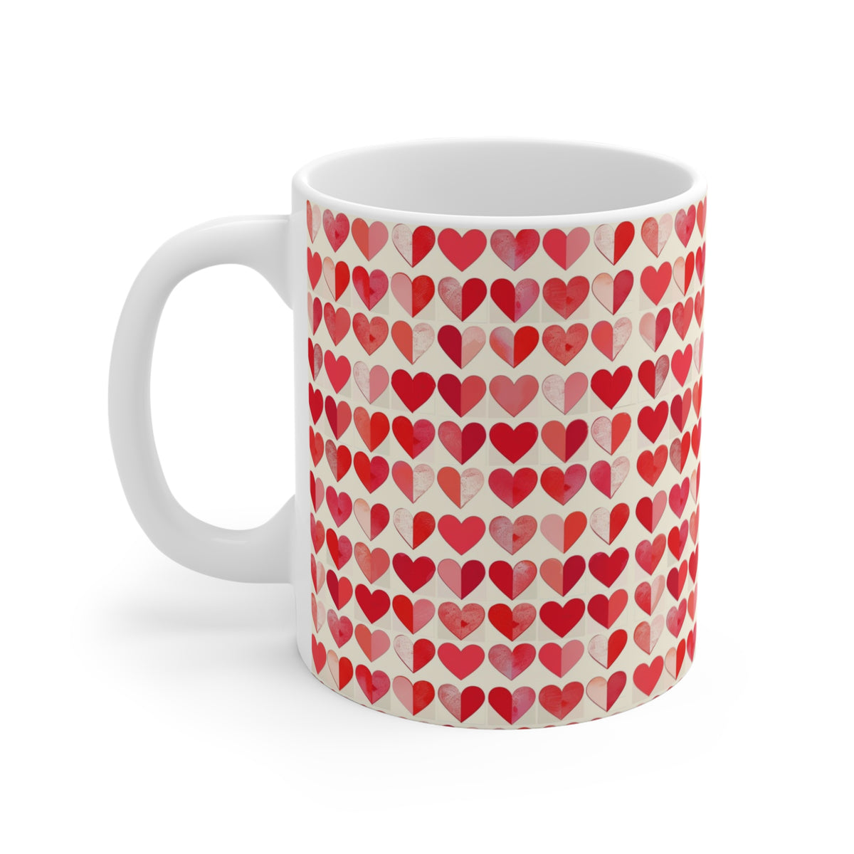 Colorful Heart Design Coffee Mug - Endless Love Pattern Ceramic Cup 997