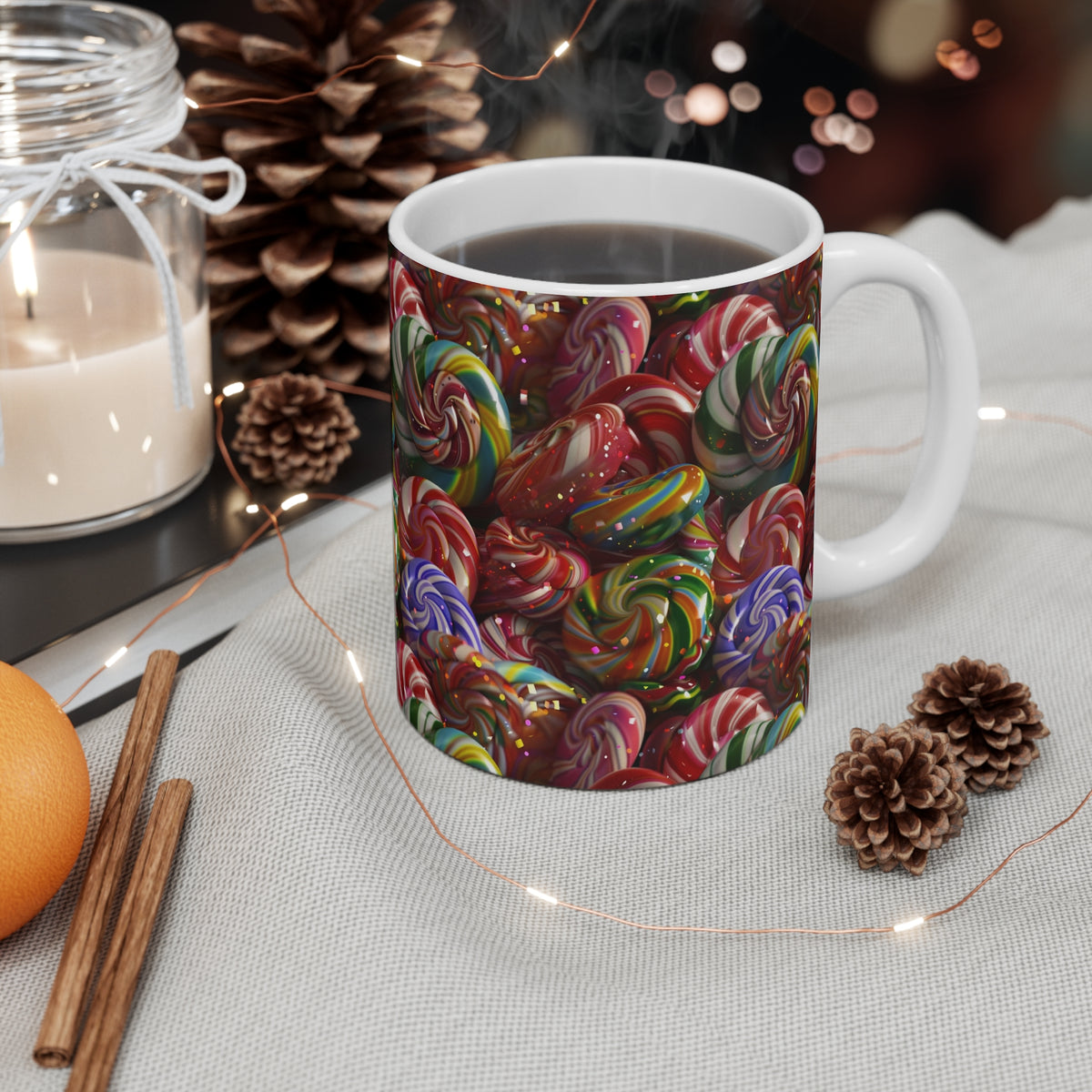 Colorful All-Over Candy Theme Coffee Mug Fun Ceramic Drinkware 351