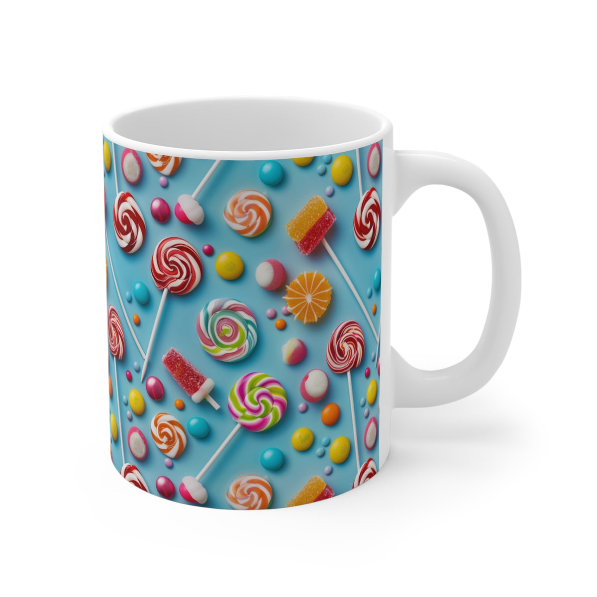 Colorful All-Over Candy Theme Coffee Mug Fun Ceramic Drinkware 130