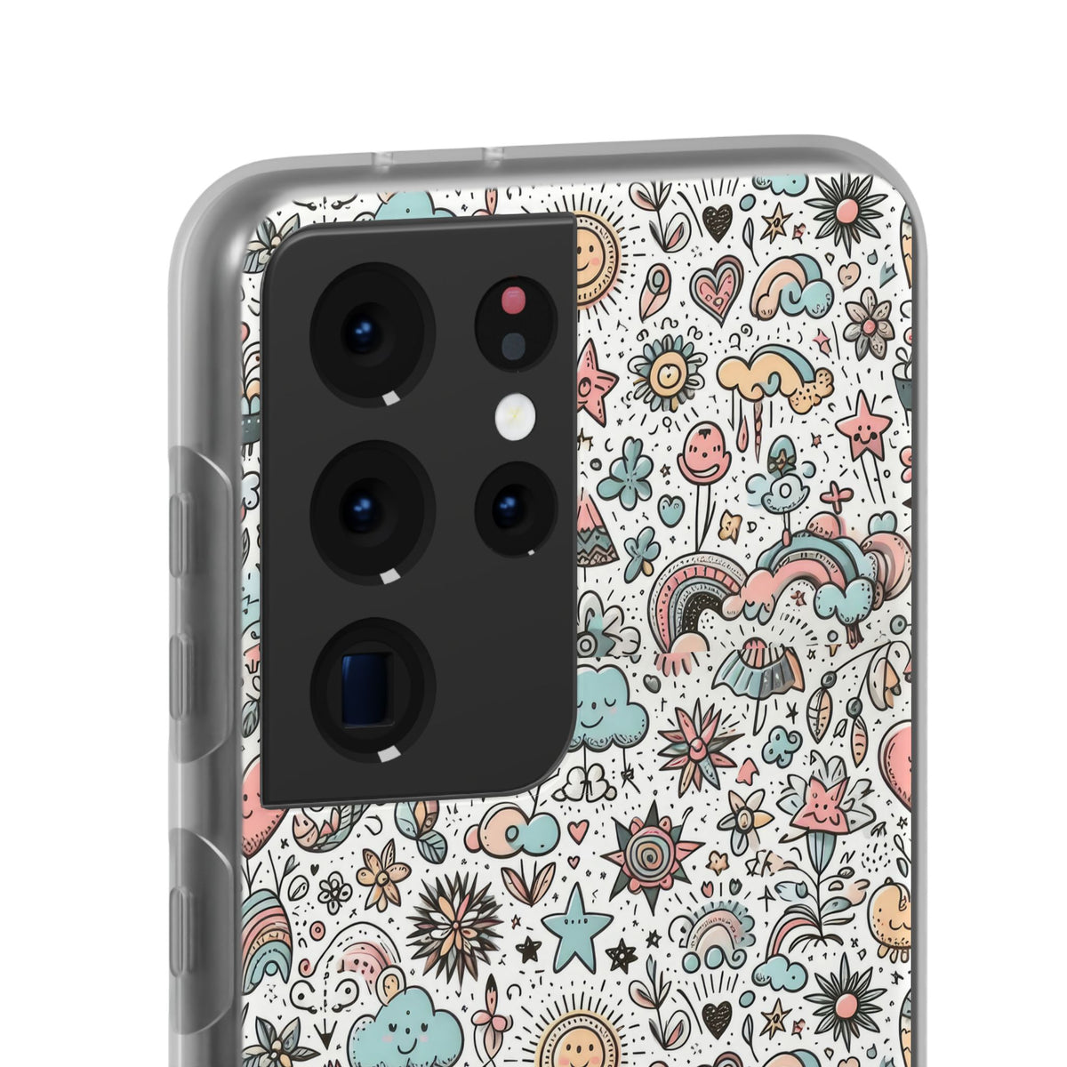 Pastel Doodle Pattern Phone Case – A Playful Touch of Elegance