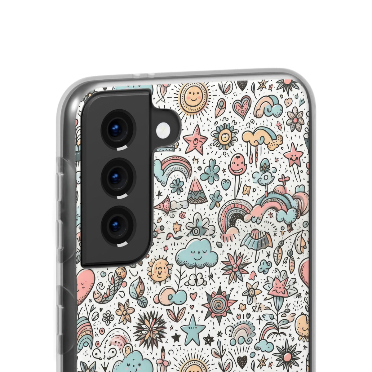 Pastel Doodle Pattern Phone Case – A Playful Touch of Elegance