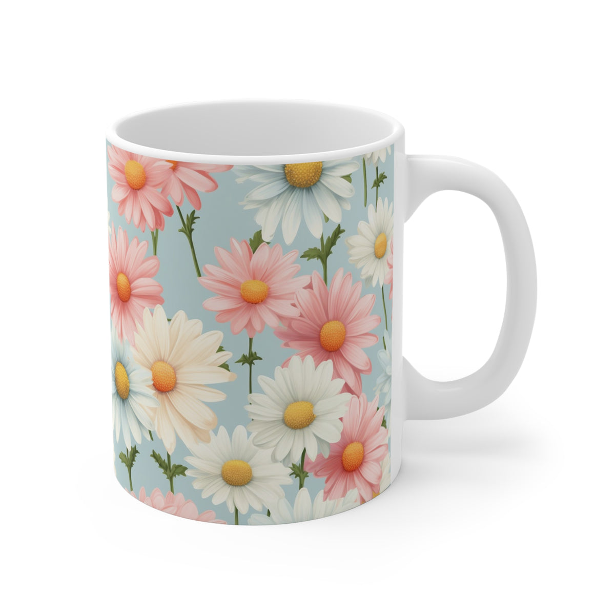 Pastel Daisies Pattern Coffee Cup-Floral Ceramic Mug for Tea and Coffee  (8)