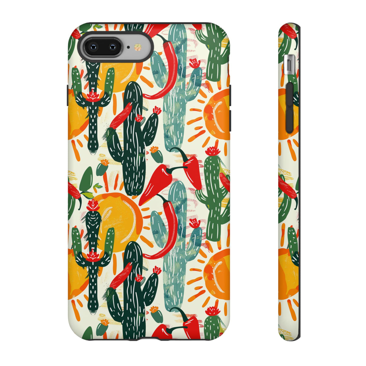 Cactuses, Peppers & Sun Pattern Phone Case – Vibrant Summer Design for Stylish Protection 2