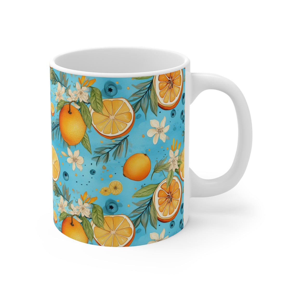 Vibrant Infinite Fruit Pattern Coffee Mug - Unique Ceramic Drinkware 823