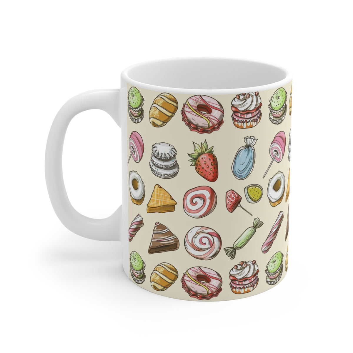 Colorful All-Over Candy Theme Coffee Mug Fun Ceramic Drinkware 302