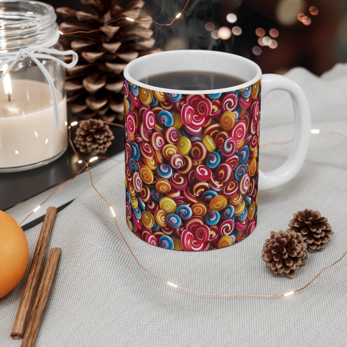 Colorful All-Over Candy Theme Coffee Mug Fun Ceramic Drinkware 370