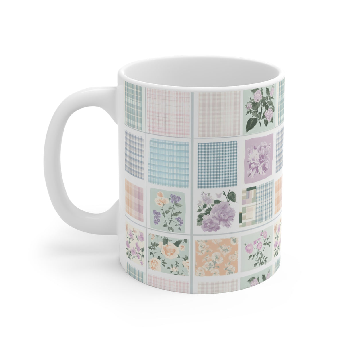 Farmhouse Patchwork Pastel Pattern Coffee Cup  (14)