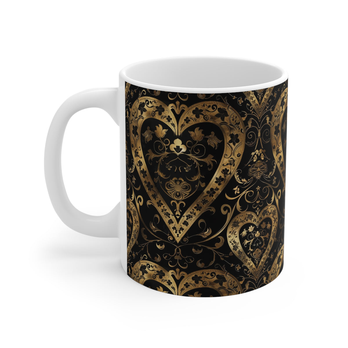 Colorful Heart Design Coffee Mug - Endless Love Pattern Ceramic Cup 390