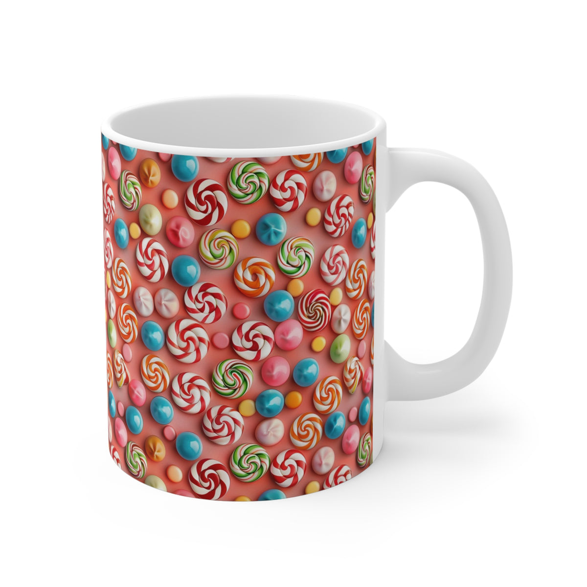 Colorful All-Over Candy Theme Coffee Mug Fun Ceramic Drinkware 383