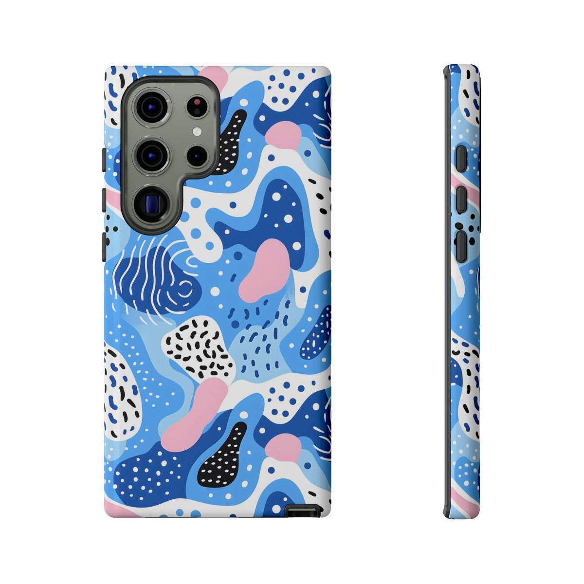 Abstract Baby Blue Memphis Design Phone Case – Sleek and Contemporary Artistry