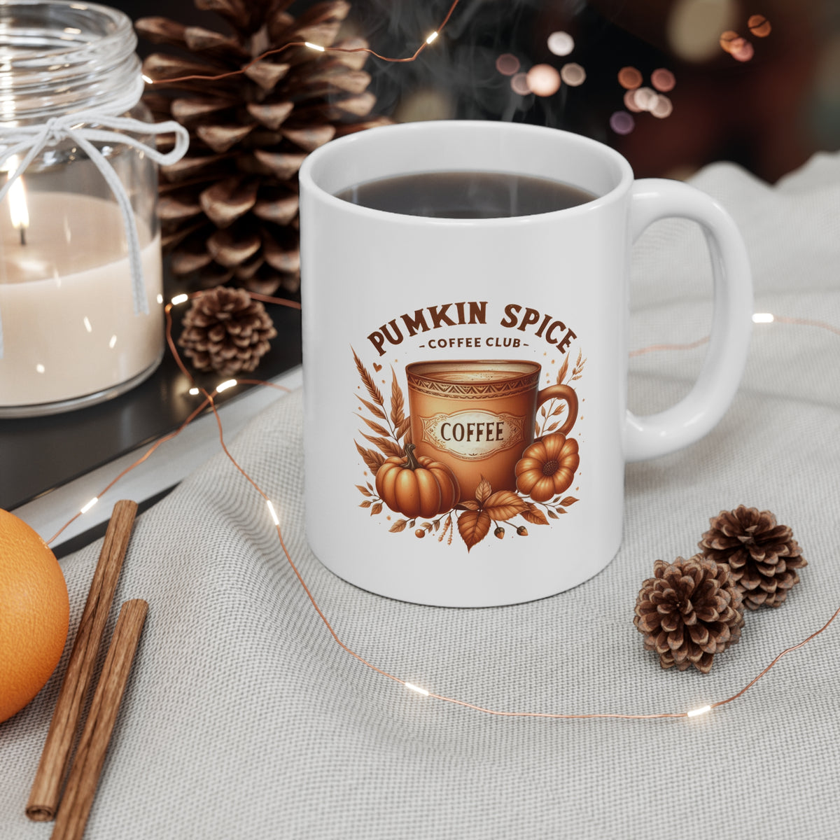 Pumpkin Spice Ceramic Coffee Cups, 11oz