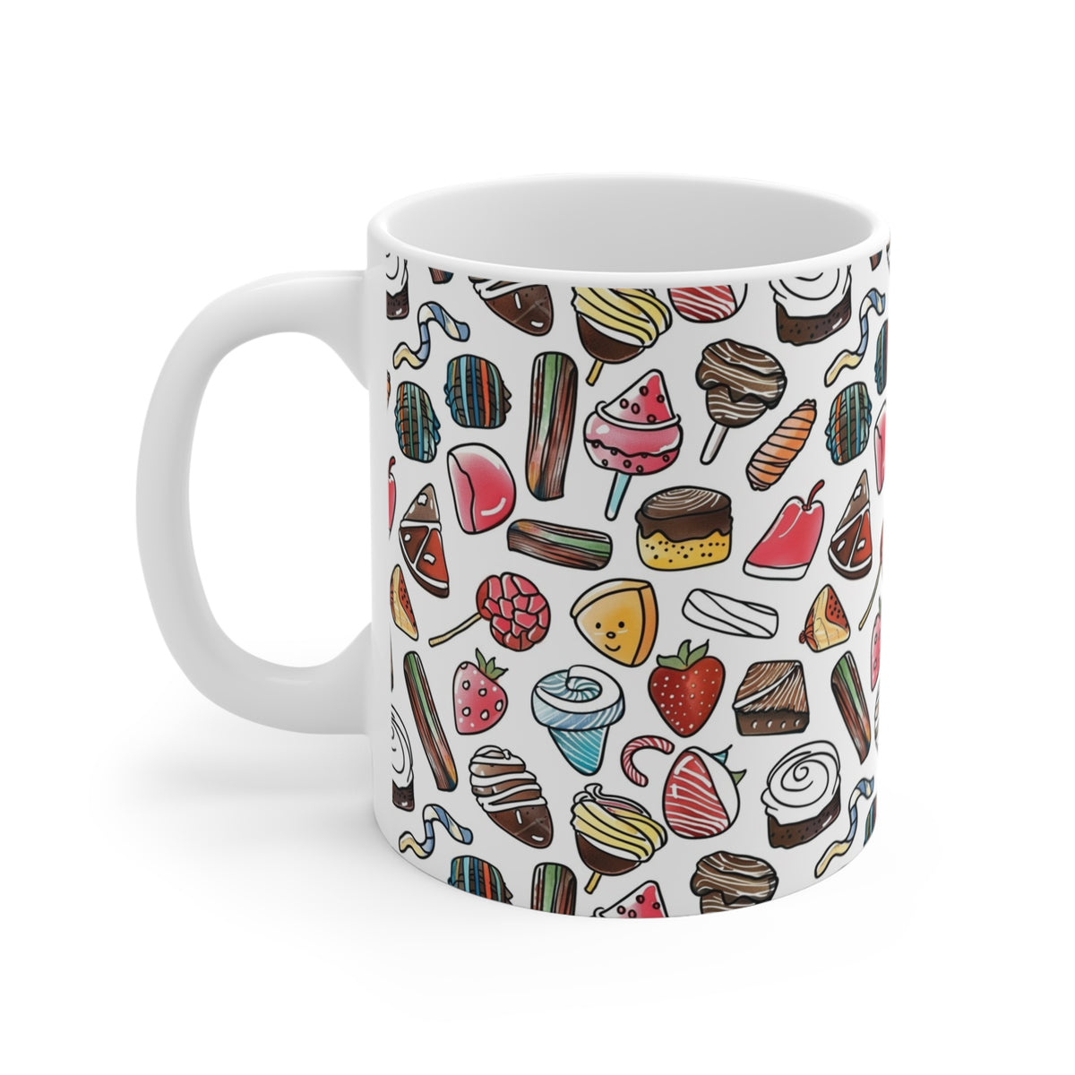 Colorful All-Over Candy Theme Coffee Mug Fun Ceramic Drinkware 094