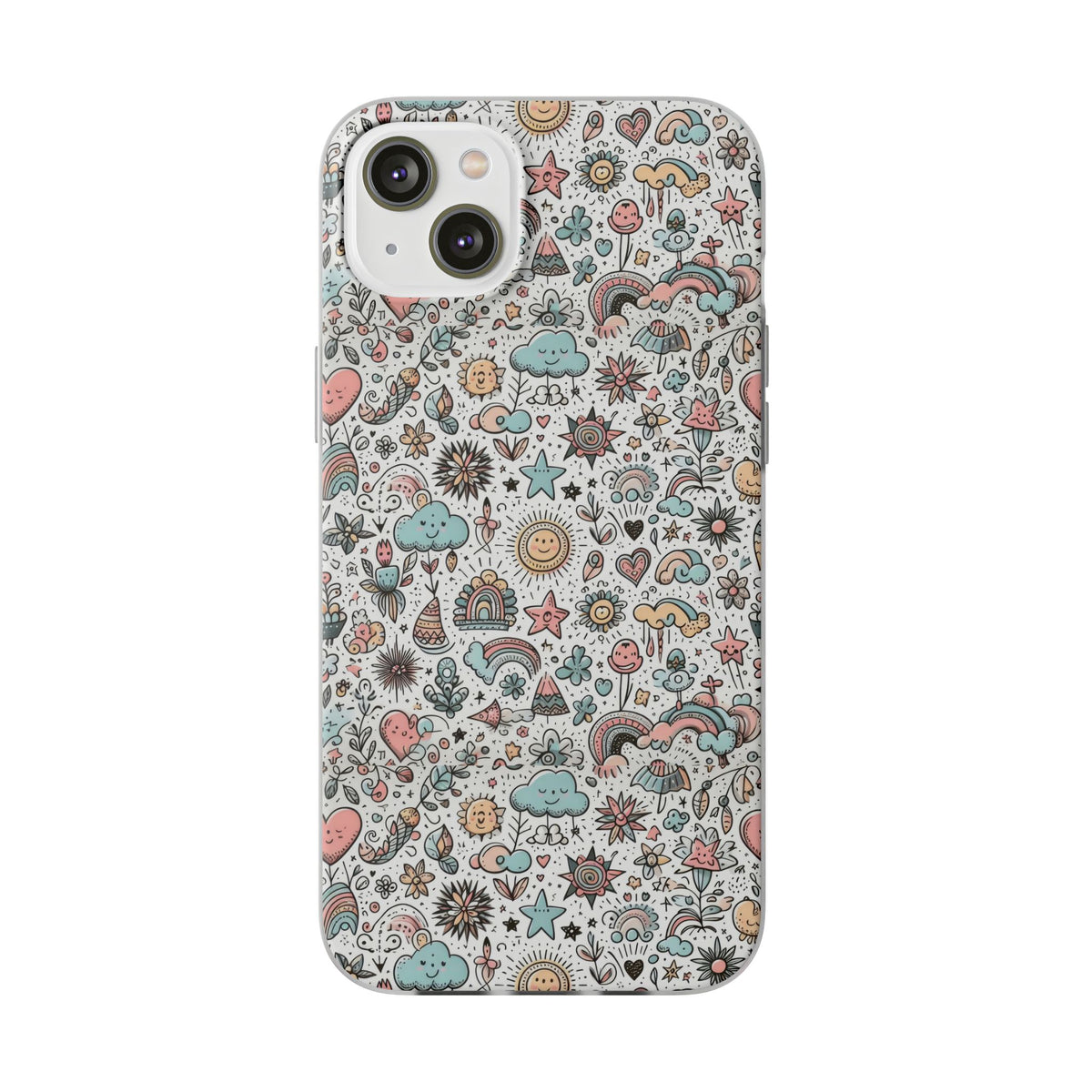 Pastel Doodle Pattern Phone Case – A Playful Touch of Elegance