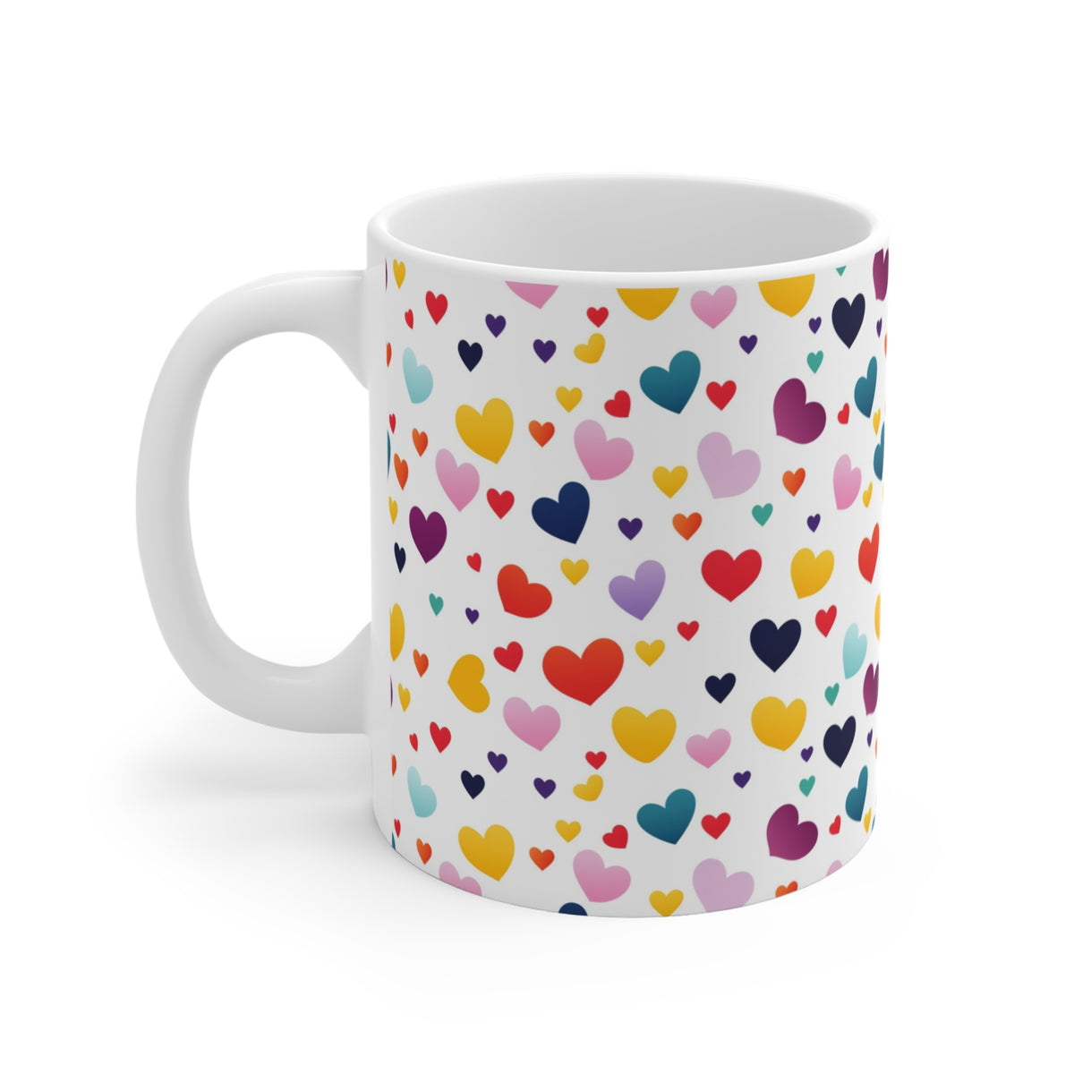 Colorful Heart Design Coffee Mug - Endless Love Pattern Ceramic Cup 203