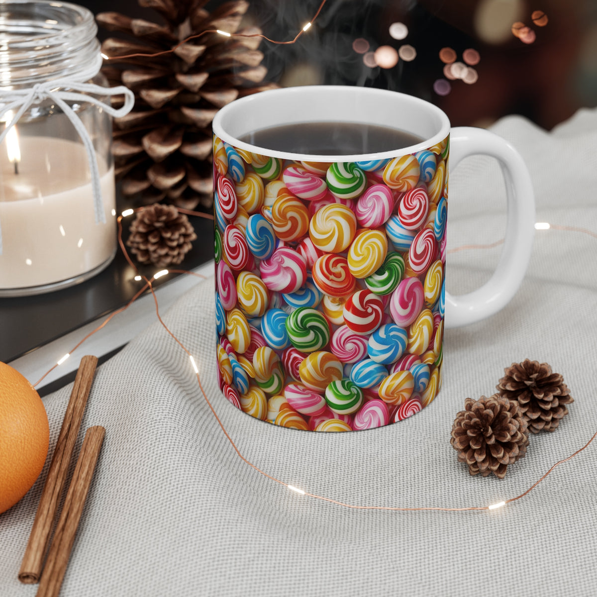 Colorful All-Over Candy Theme Coffee Mug Fun Ceramic Drinkware 308