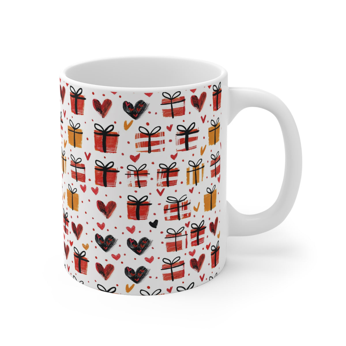 Colorful Heart Design Coffee Mug - Endless Love Pattern Ceramic Cup 985