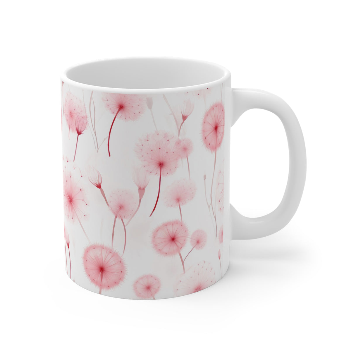 Pink Dandelions Pattern Coffee Cup-Floral Ceramic Mug for Tea and Coffee  (10)