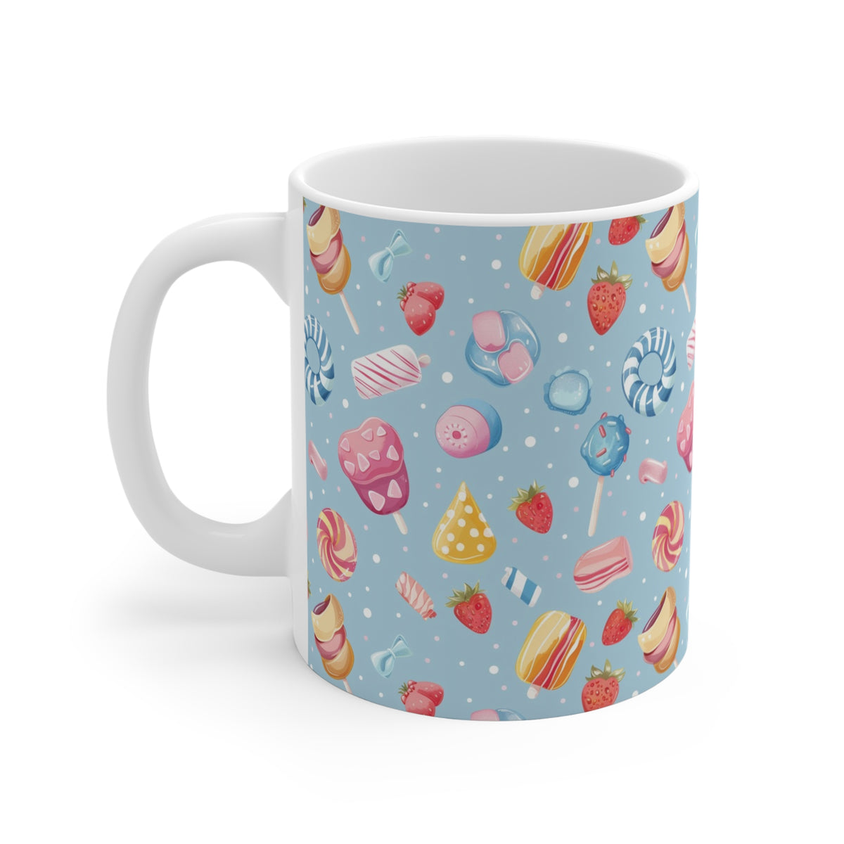 Colorful All-Over Candy Theme Coffee Mug Fun Ceramic Drinkware 107