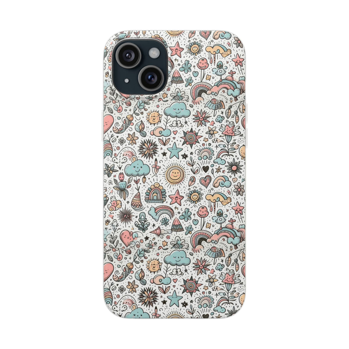 Pastel Doodle Pattern Phone Case – A Playful Touch of Elegance