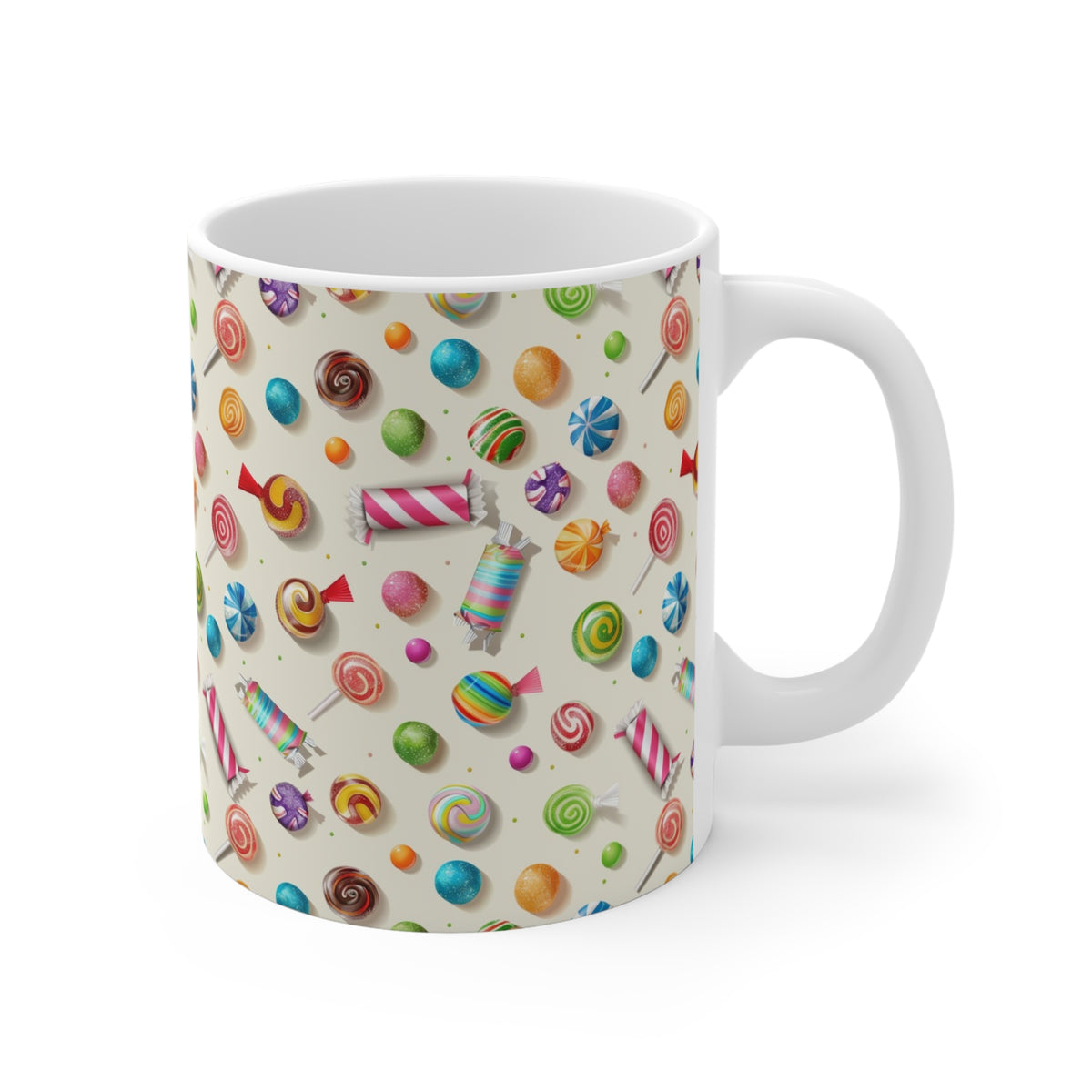 Colorful All-Over Candy Theme Coffee Mug Fun Ceramic Drinkware 201