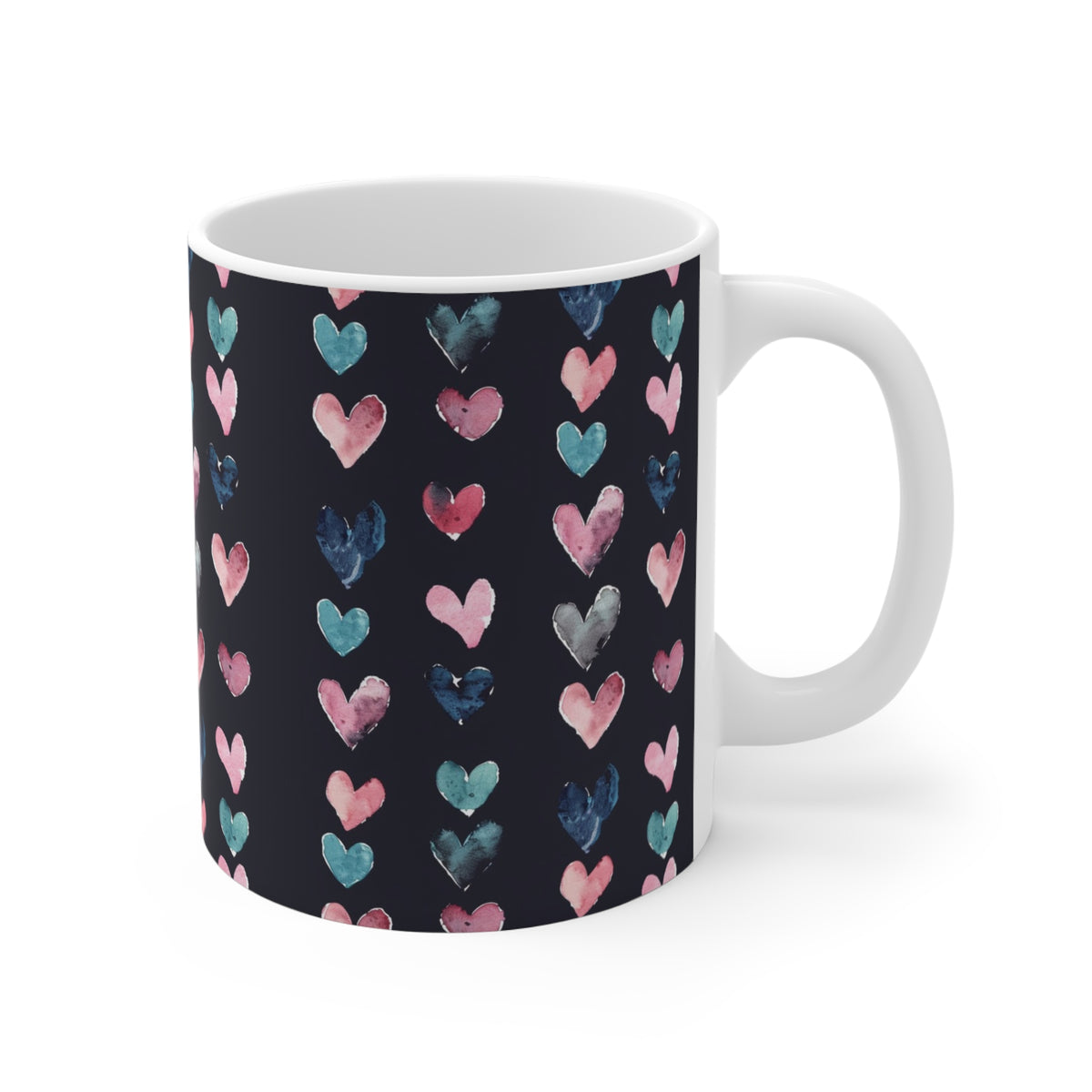 Colorful Heart Design Coffee Mug - Endless Love Pattern Ceramic Cup 710