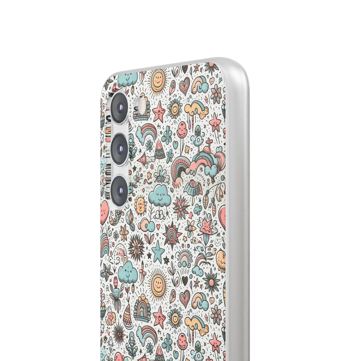 Pastel Doodle Pattern Phone Case – A Playful Touch of Elegance