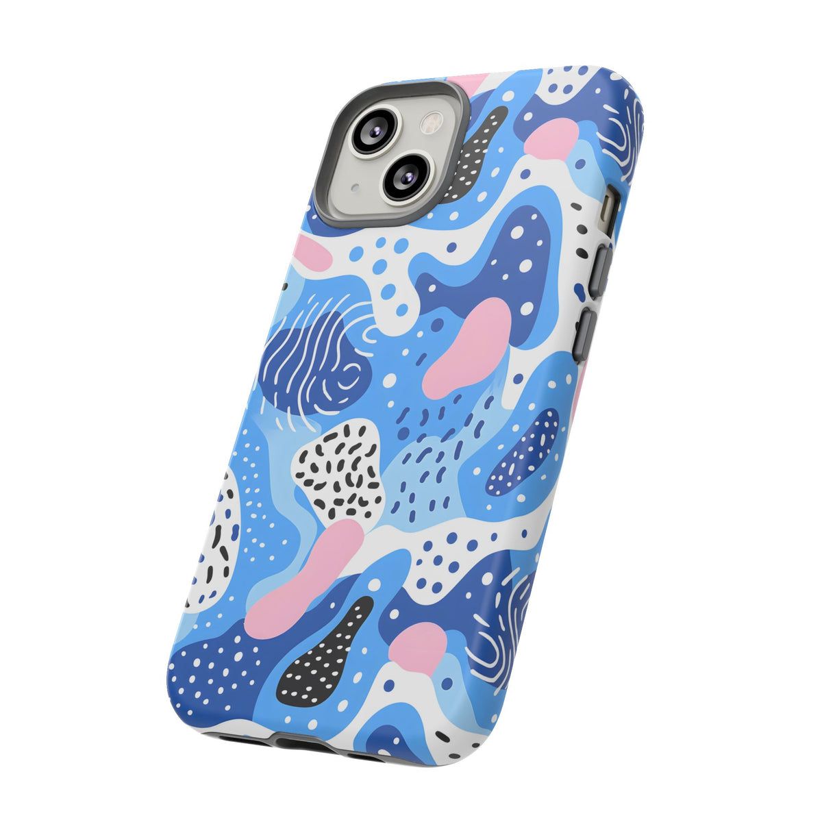 Abstract Baby Blue Memphis Design Phone Case – Sleek and Contemporary Artistry