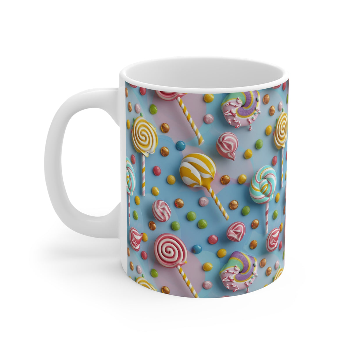 Colorful All-Over Candy Theme Coffee Mug Fun Ceramic Drinkware 118