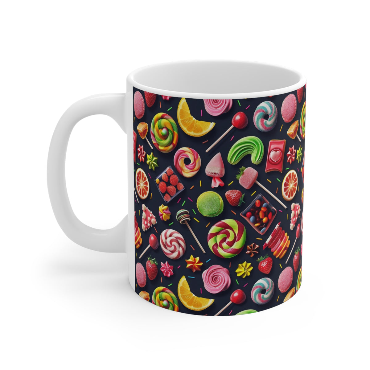 Colorful All-Over Candy Theme Coffee Mug Fun Ceramic Drinkware 494