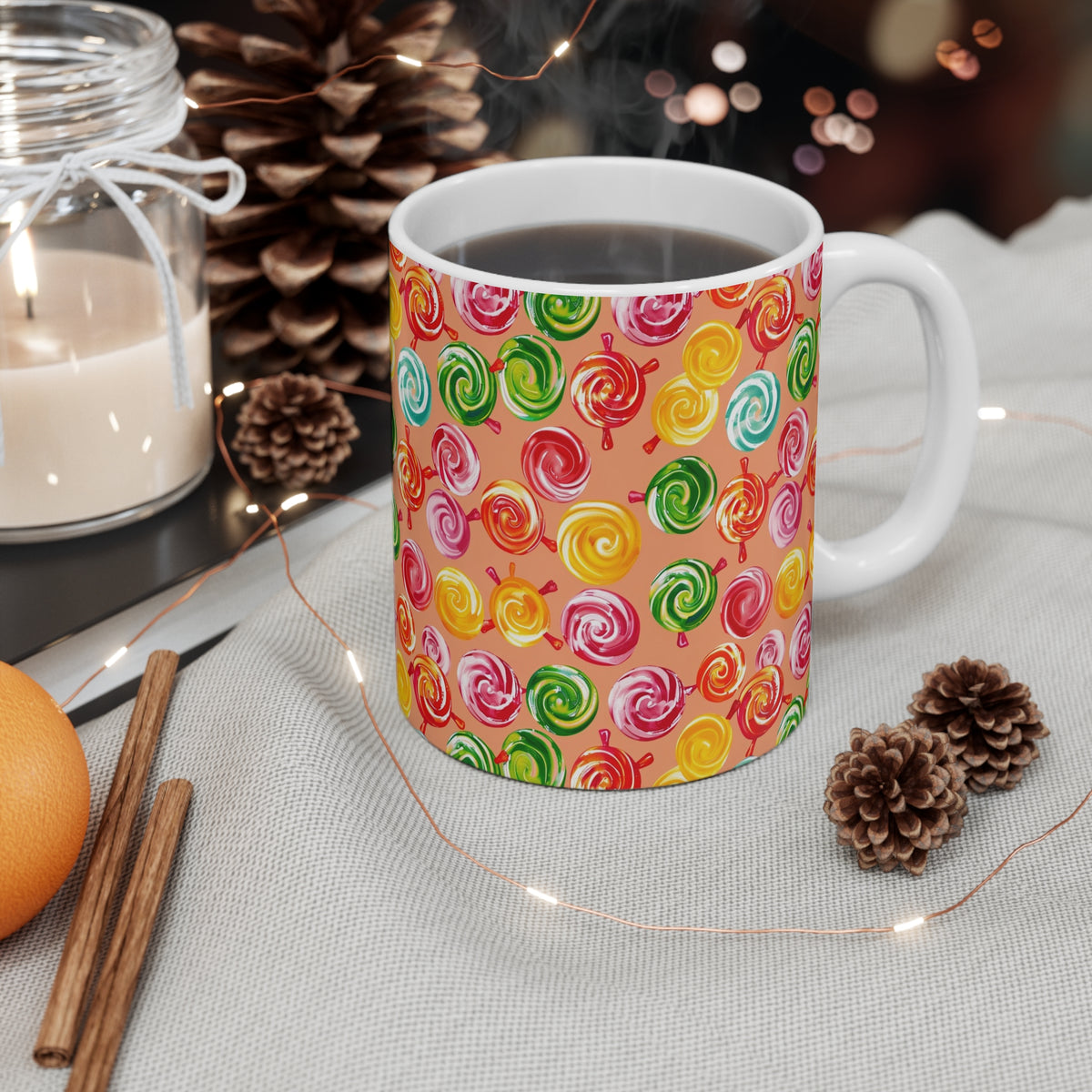 Colorful All-Over Candy Theme Coffee Mug Fun Ceramic Drinkware 447