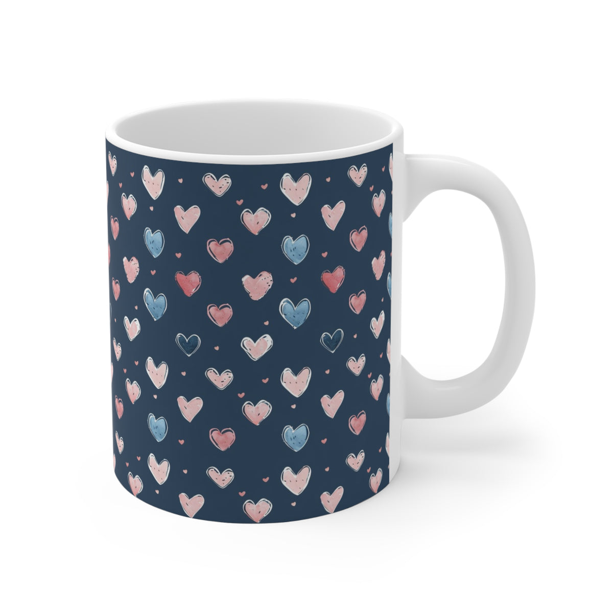 Colorful Heart Design Coffee Mug - Endless Love Pattern Ceramic Cup 113