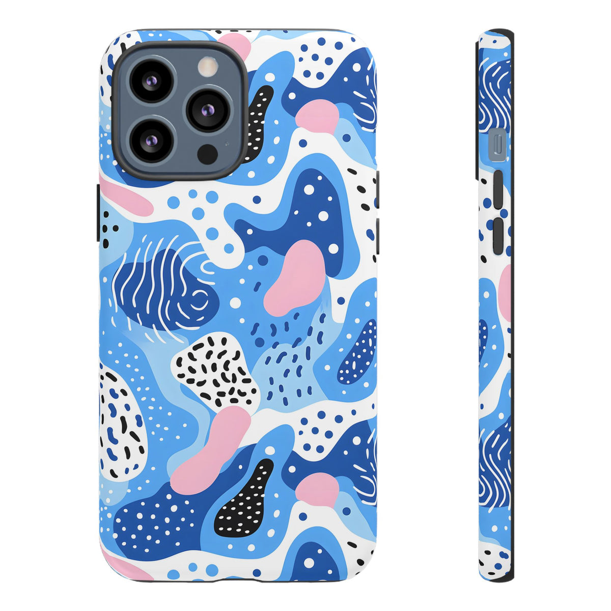 Abstract Baby Blue Memphis Design Phone Case – Sleek and Contemporary Artistry