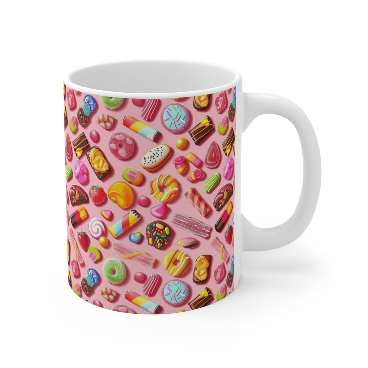 Colorful All-Over Candy Theme Coffee Mug Fun Ceramic Drinkware 416