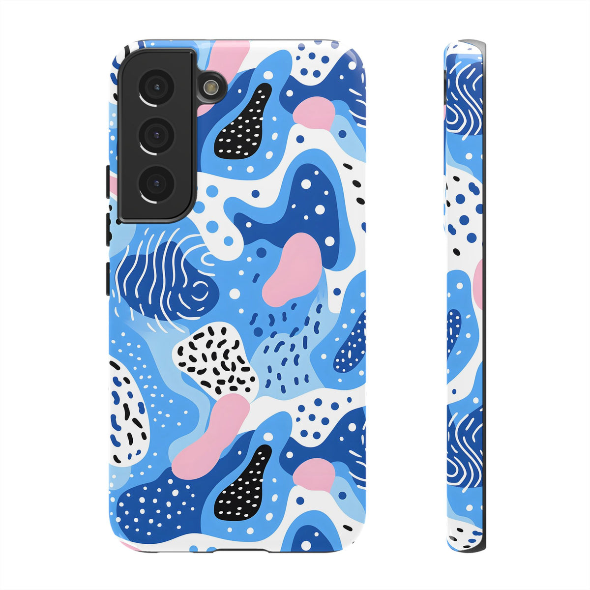 Abstract Baby Blue Memphis Design Phone Case – Sleek and Contemporary Artistry