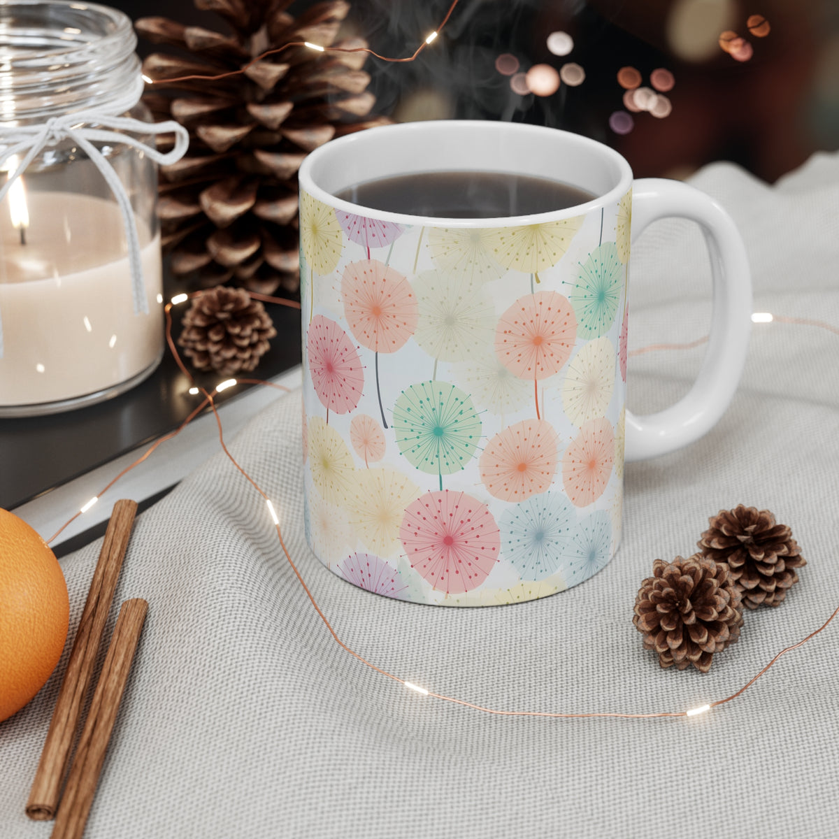 Pastel Dandelion Pattern Coffee Cup-Floral Ceramic Mug for Tea and Coffee  (10)