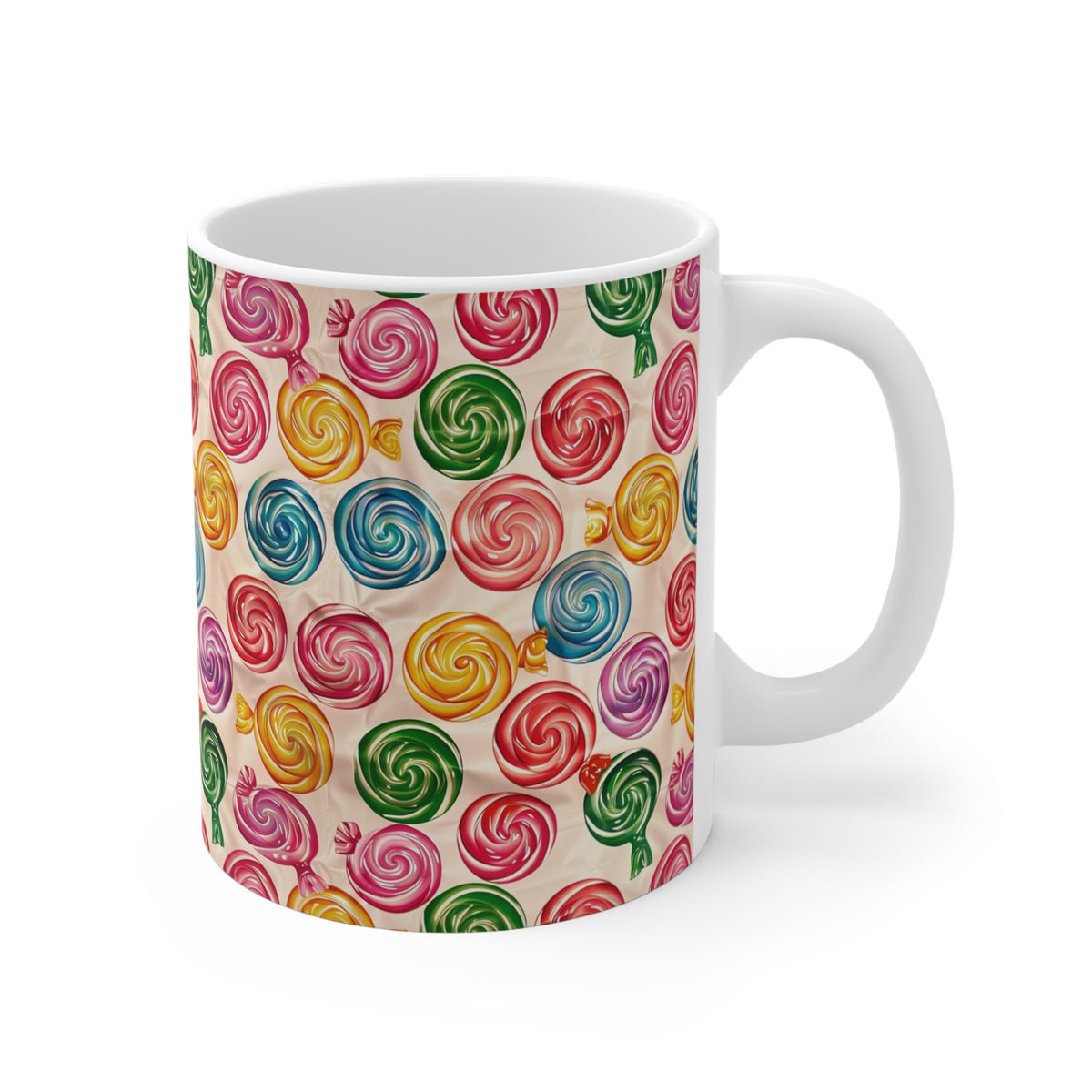 Colorful All-Over Candy Theme Coffee Mug Fun Ceramic Drinkware 349