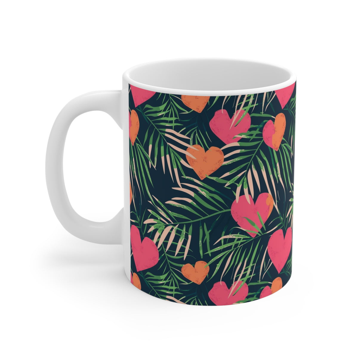 Colorful Heart Design Coffee Mug - Endless Love Pattern Ceramic Cup 829